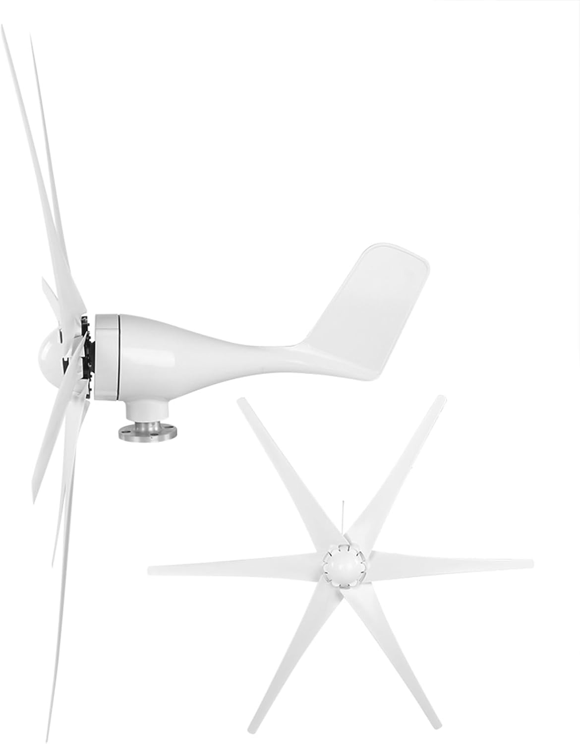 Jeanoko AC Wind Generator 800W Small Windmill Turbines for Patio Mobile Home Charging 6 Vane/Wing Generator (White #13)