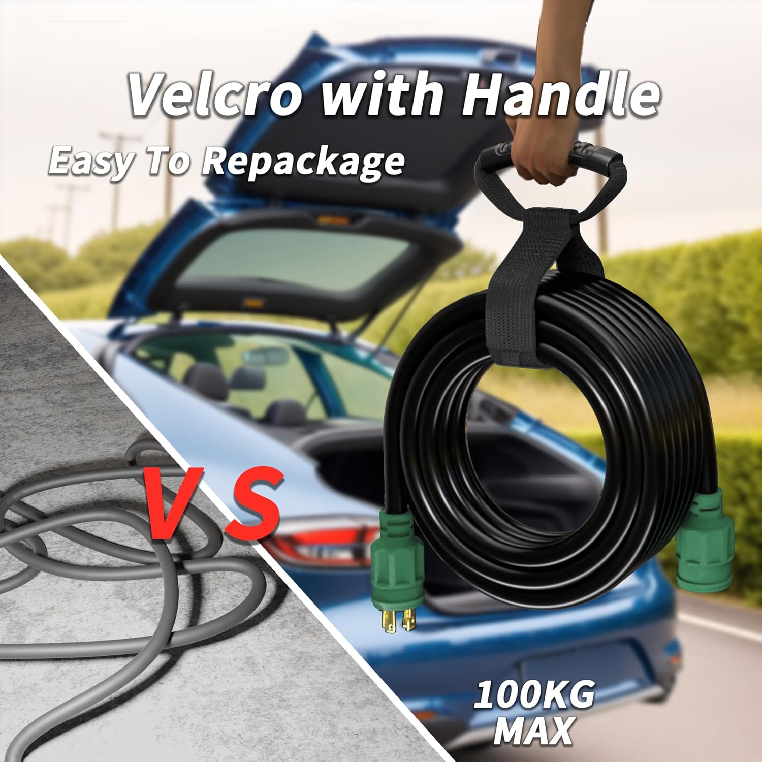 75FT 30 Amp Generator Extension Cord 4 Prong, NEMA L14-30P/L14-30R 10 Gauge STW 125/250V Twist Lock Generator Cord Heavy Duty, Black ETL Listed