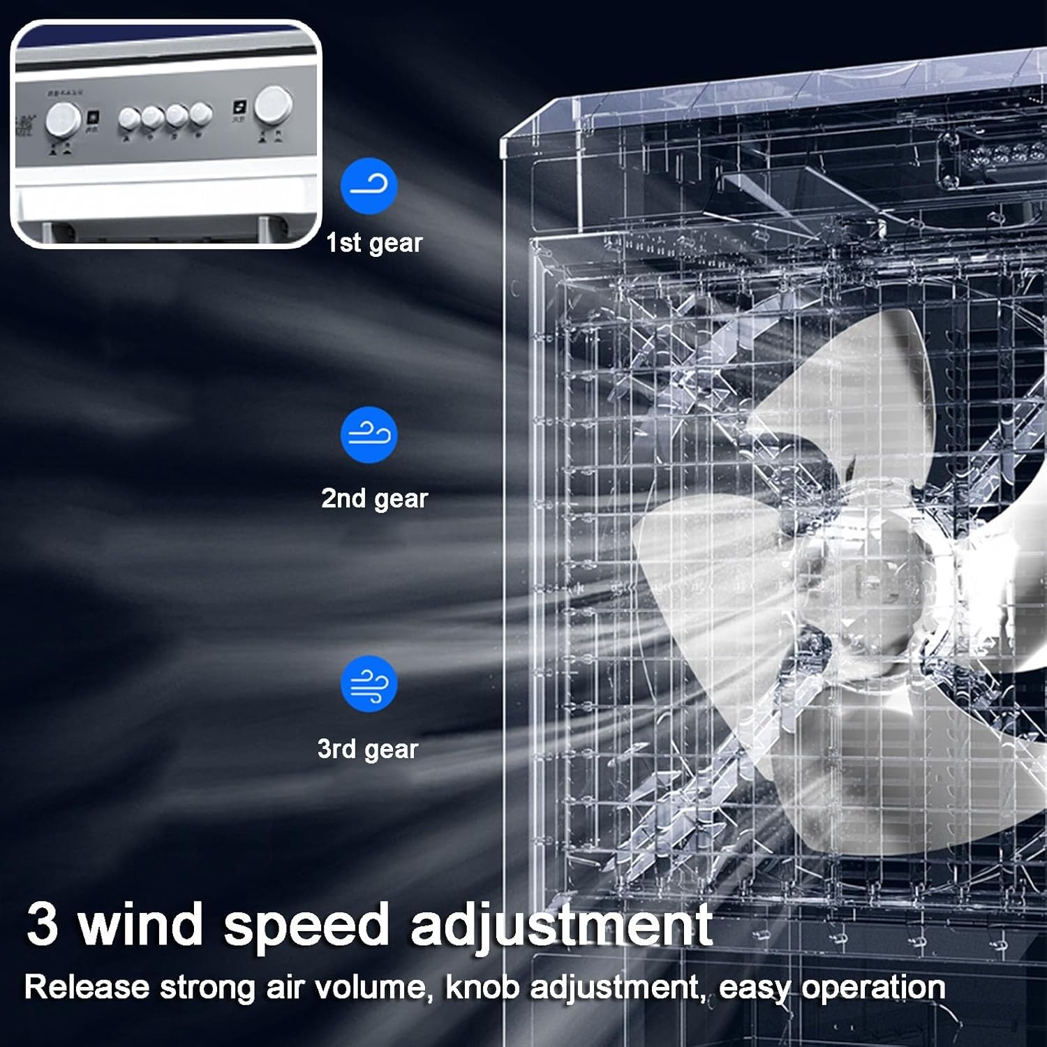 Evaporative Air Cooler, Swamp Cooler Air Conditioner, Evaporative Cooling Fan with 6.6Gal Water Tank, 3 Speeds for Outdoor, Office, Home