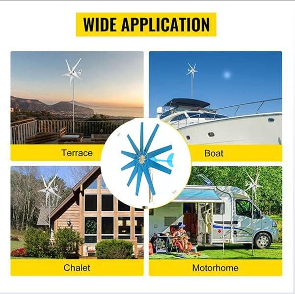 16000W 12V 24V 48V No Noise 10 Blades Wind Turbine Generator Kit, Vertical Wind Turbine Motor with Charge Controller Kit for Home Use(Blue)