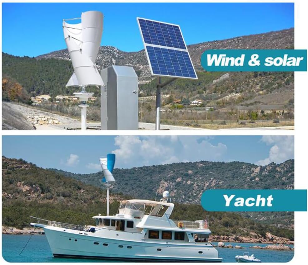 48V,BAOJUHUIKANG 100W-3000W Small Spiral Vertical Axis Wind Turbine No Noise Vertical Wind Turbine Generator for Home, Business, Boats 12V 24V 48V 220V