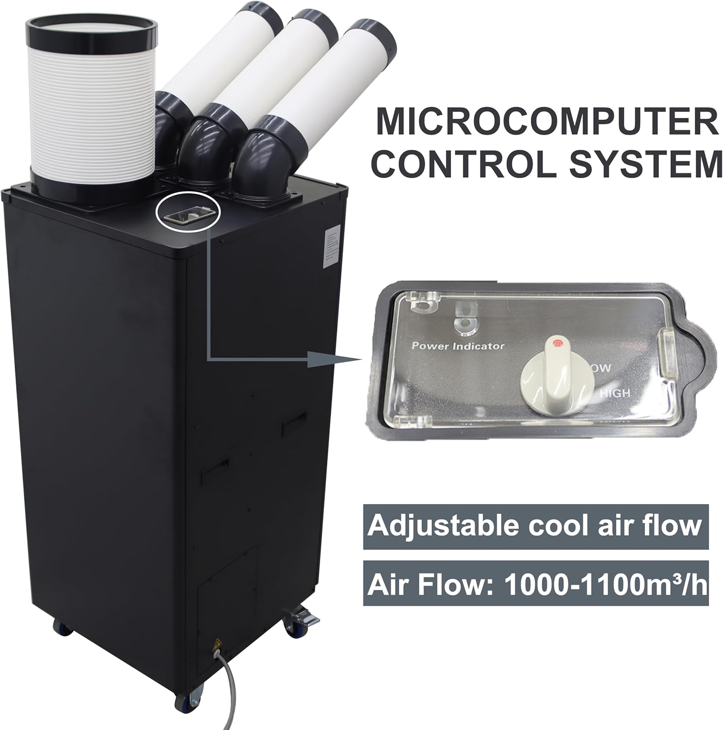 Industrial Spot Cooler Air Conditioner Commercial Mobile Outdoor Cooling Aircon 220V Columns Outlet 1000-1100m³/h Air Flow