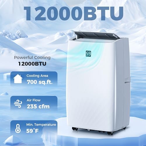 HOMCOM Portable Air Conditioner, 3-in-1 14000 BTU AC Unit with Cool, Dehumidifier, Fan, for Room up to 700 Sq. ft, 24H Timer On Off, 3 Speeds, Auto and Sleep Mode, Remote Control, Window Kit