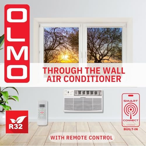 OLMO 12,000 BTU 115V Through-the-Wall Air Conditioner – Cooling Only – Includes Remote Control & Built-In Wireless Smart Kit – R-32 Refrigerant