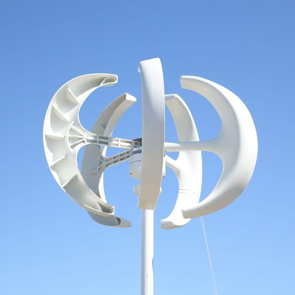 Wind Turbine, Home Low Noise 5000W 12V 24V 48v Vertical Wind Power Generator Free Energy Windmill Permanent Maglev with Controller(White,with COTROLLER_48V)