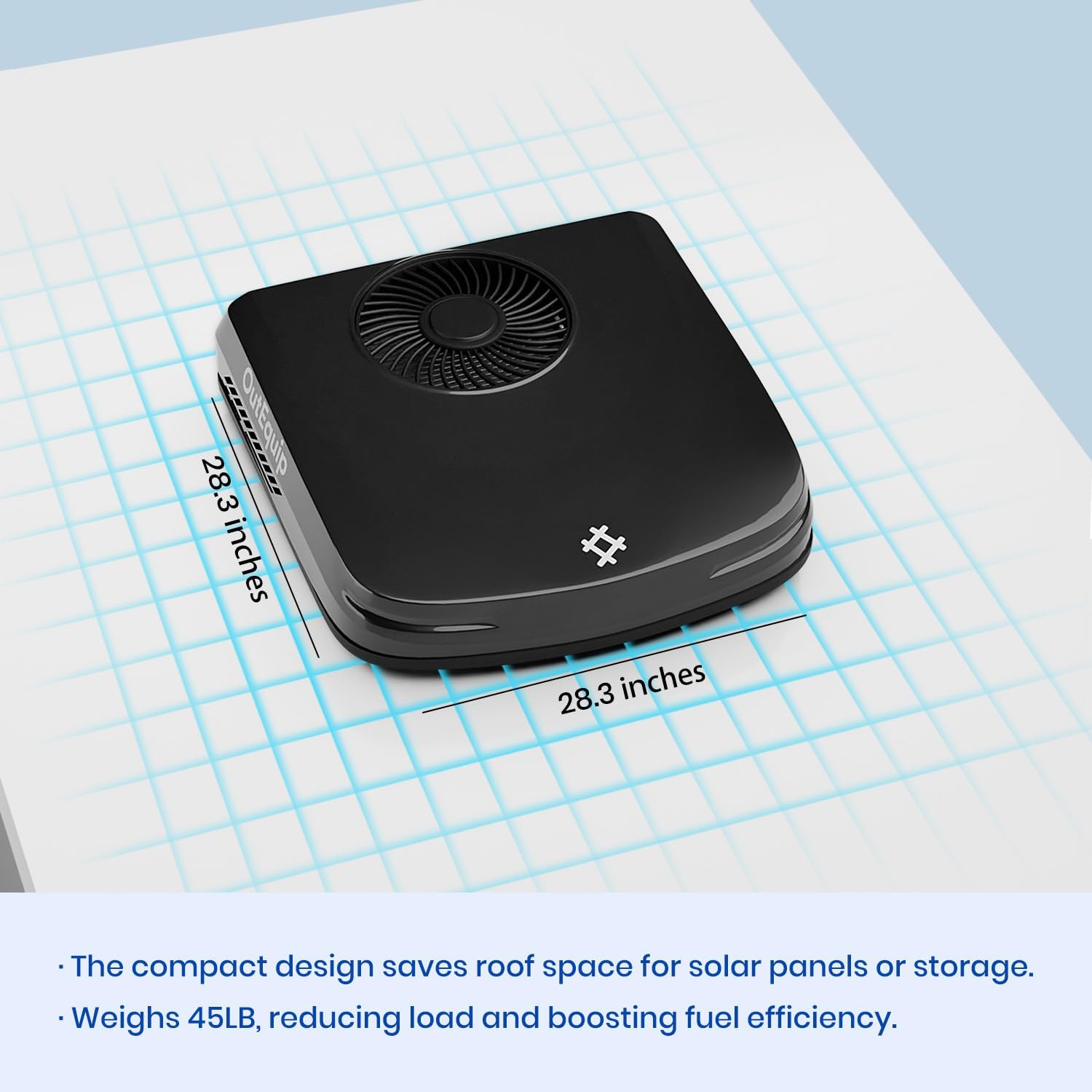 12V RV Rooftop Air Conditioner, 10,000 BTU Low Profile DC Air Conditioner – Quiet Battery Powered AC Unit for RV, Van, Camper, Truck, Trailer, Boat – Black Shell Design (No Heater)