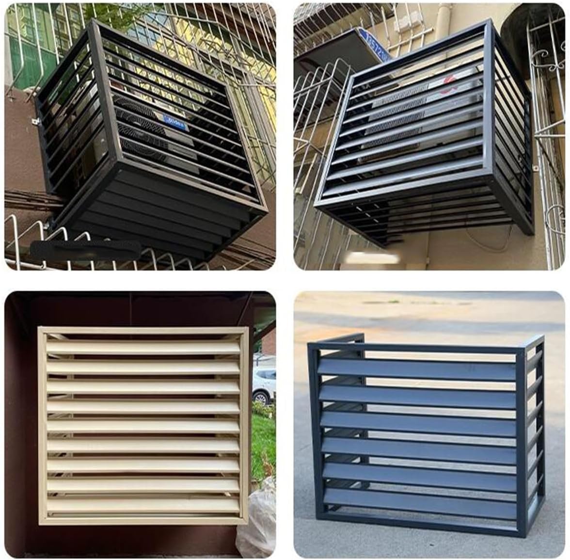Detachable Air Conditioner Rack For Outside Units, Aluminum Alloy Outer Frame Protective Cover, Louvered Plant Shelf For Balcony Garden, 39.4x19.7x27.5/43.3x23.6x31.5in ( Color : Gray , Size : 110x60x