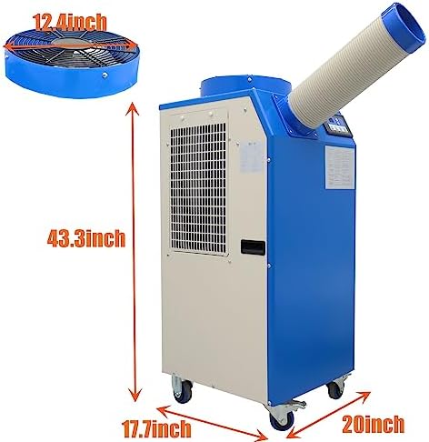 Industrial Air Conditioner Portable Spot Cooler 11900BTU/H Single Column Air-Cooled Commercial Mobile Outdoor Cooling Aircon 480m³/h 110V