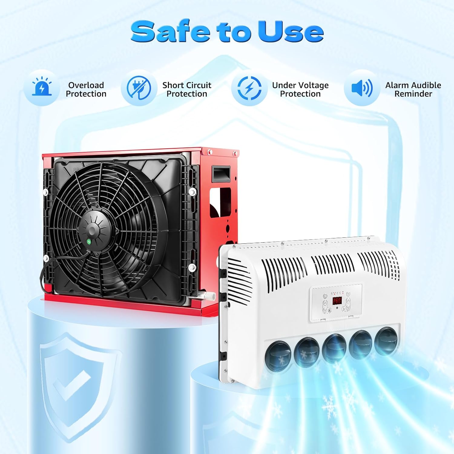 12V 11000 BTU Mini Split Air Conditioner Kit with Controller 2200-2400W Cooling Capacity Mini Split AC System for Trucks, Caravans, RVs, 8828.68-15891.6ft³/h Air Volume, Only Cooling