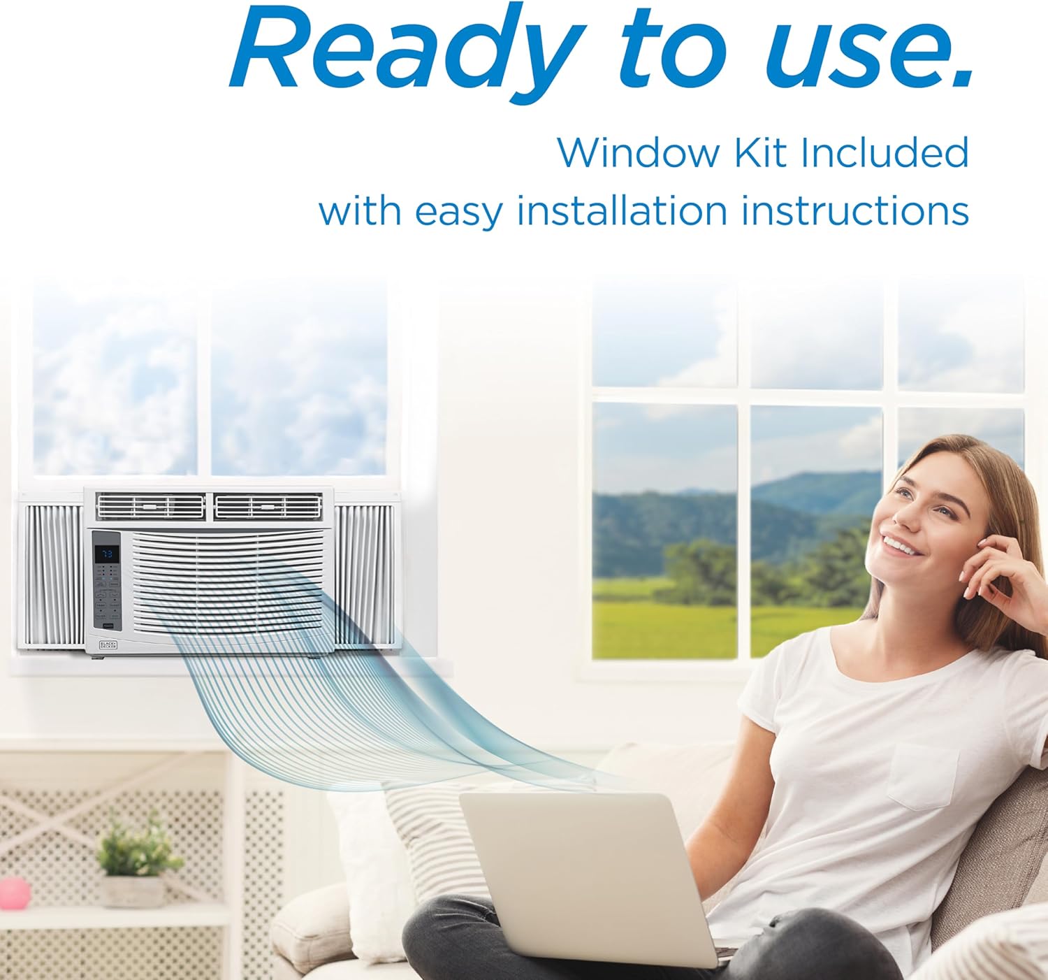 BLACK+DECKER Window Air Conditioner 6,000 BTU, AC Window Unit Cools Up to 250 Square Feet, Window AC Unit with Remote Control, 3 Cooling Speeds and Fan Only Function, BWAC06WTB, White