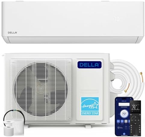 DELLA Hyper Heat Lower as -13℉, 12,000 BTU WiFi Mini Split, Energy Star 230V 24 SEER2, Cools Up to 550 Sq. Ft, Work with Alexa, Inverter AC with 1 Ton Pre-Charged Heat Pump & 16.4ft Installation Kits