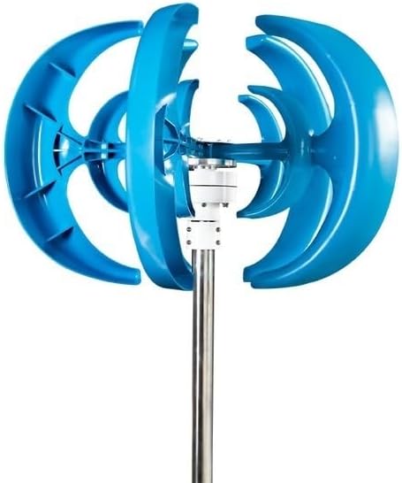 Wind Turbine Generator, 1500W Wind Turbine Lantern Wind Turbine Vertical 12V 24V Motor Quick Start Home Farm Hybrid Street Light with MPPT Controller for Marine, RV, Home(Blue,WITH MPPT CONTROLLER_12V