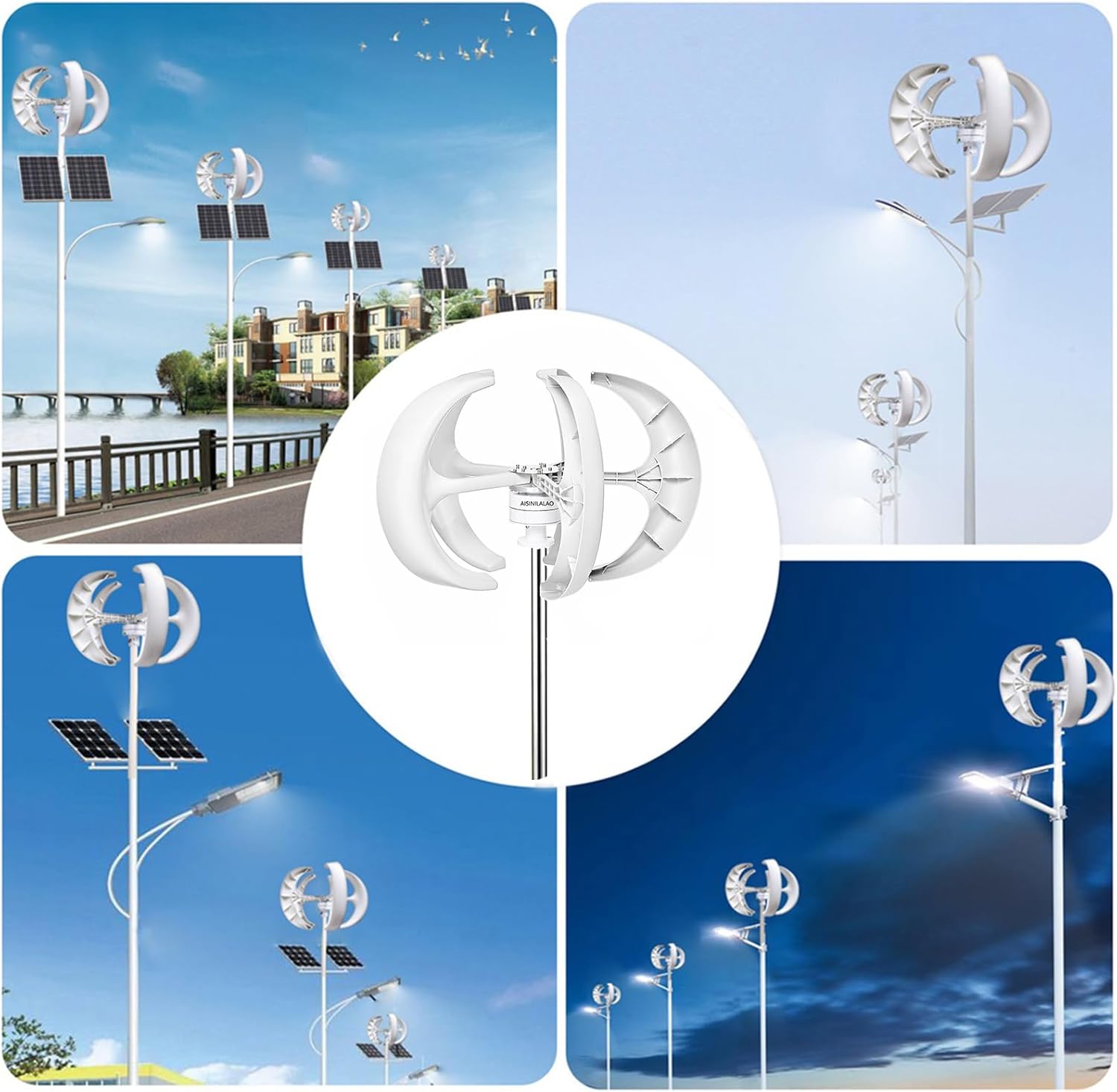 3000W Vertical Wind Turbine Generator Kit, 220V-12V Portable Wind Turbine Generator Kit with 3 Blade/Controller Suitable for Wind/Solar Power Generation Systems,48v