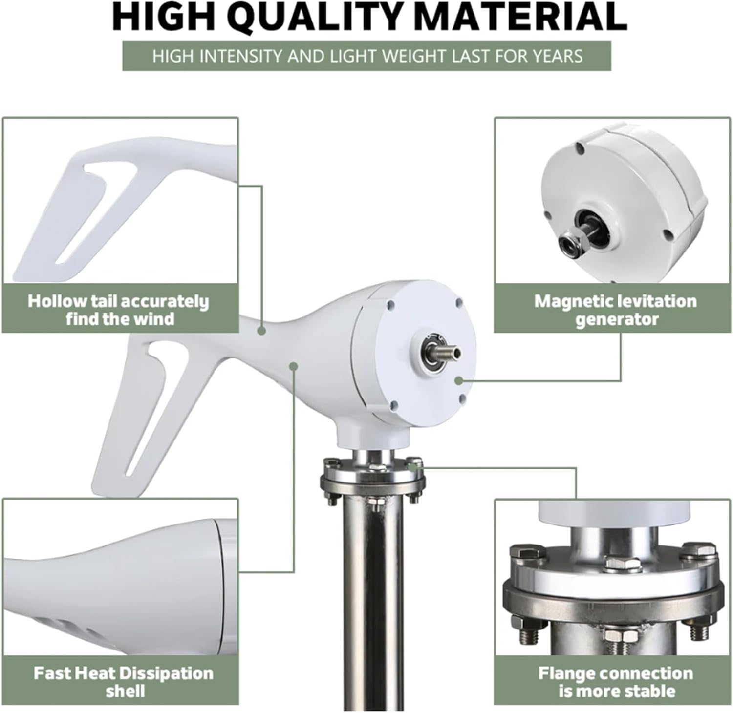 6000W 12V 24V 48V Renewable Energy Wind Turbine with MPPT Controller 8 Blades Wind Generator Kit for Solar Power Generation System Wind Turbine Generator