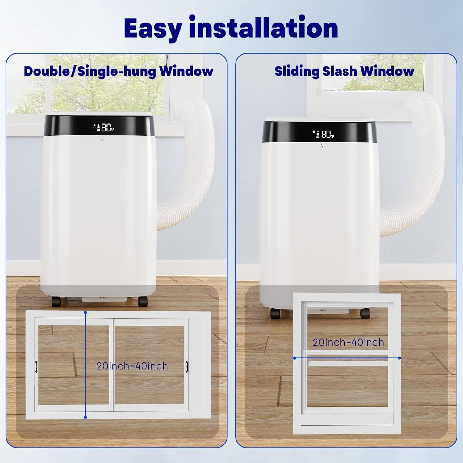 Portable Air Conditioners, 10000 BTU Portable AC Unit with Remote Control, 3-In-1 Quiet Air Conditioner for Room, Dorm, Office, Cools Up to 450 Sq. Ft, Sleep Mode, 24H Timer, Window Kit, White