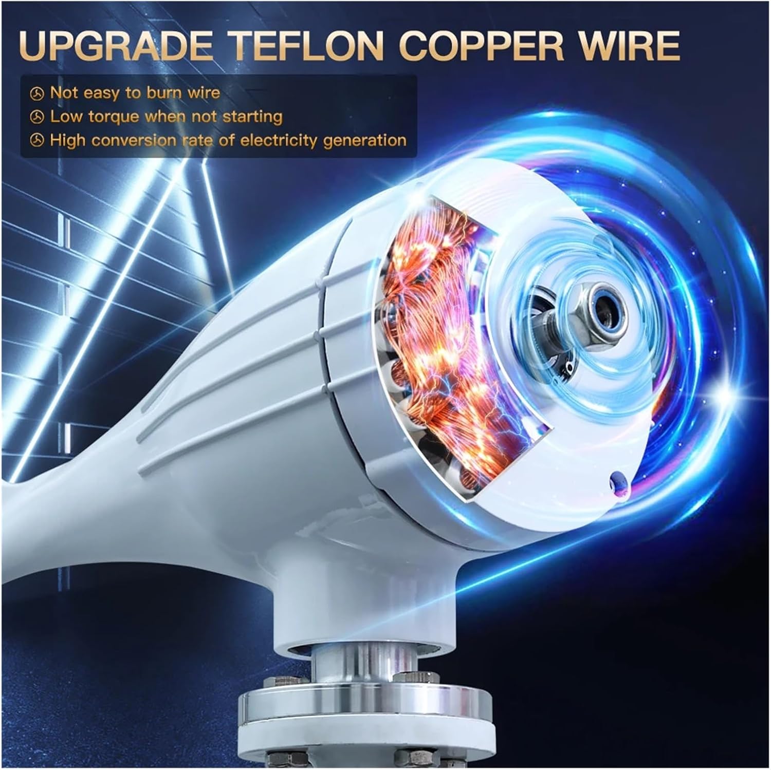 3000W Wind Turbine Generator Kit, Horizontal Wind Turbine Generator 12V 24V 48V Powerful Dynamo with MPPT Off Grid System Homeuse Windmill Industrial Energy(with MPPT Controller,24V)