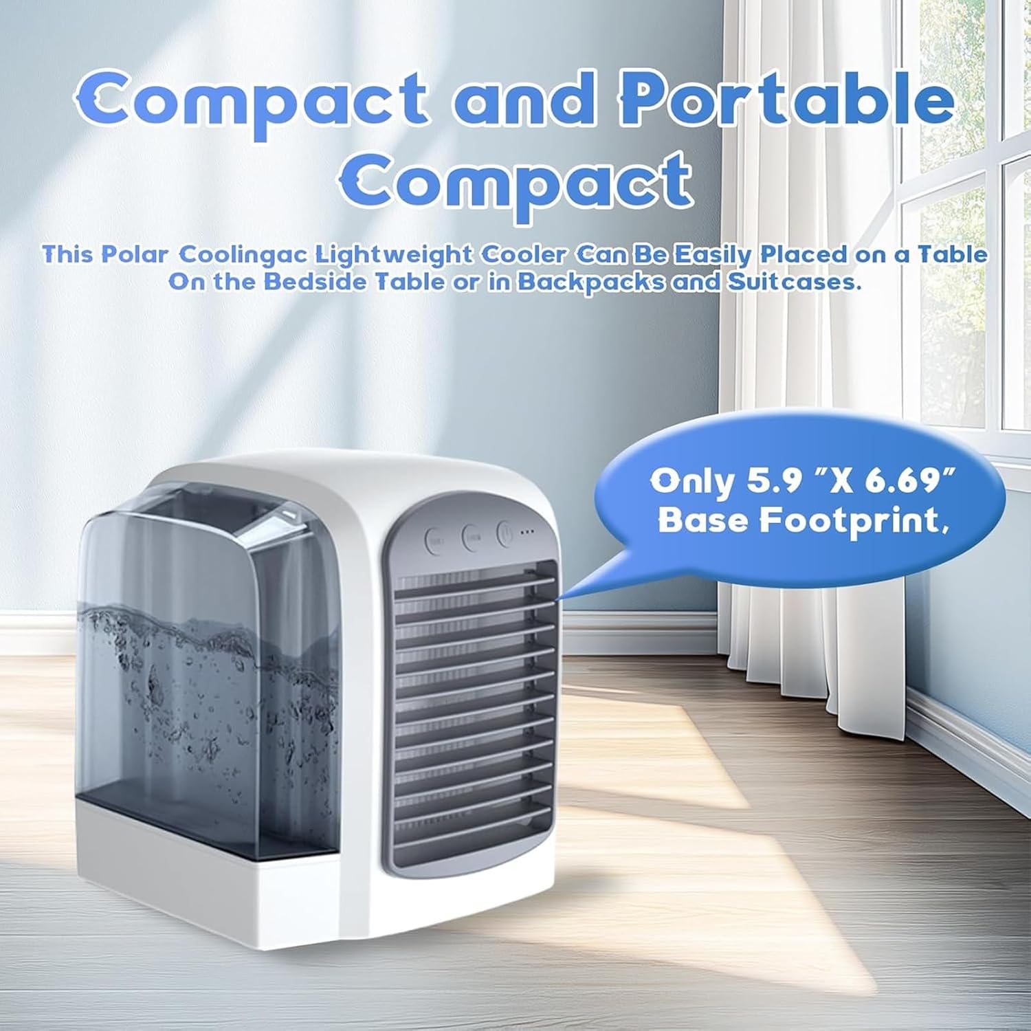 Air Conditioner, 380ml Large Water Tank, Portable Ac Cooler Water from Air Conditioner,Fast Cooling with Dynamic Ice Mist Technology,3 Wind Speeds(Blue)