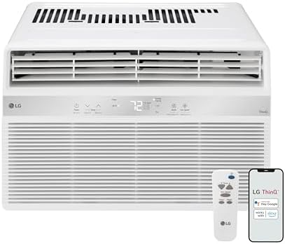 LG LW1025RSMX Window Conditioner, Wi-Fi Enabled w/Remote, 450 Sq.Ft, 4-Way Air Deflection, 2 Cooling and Fan Speeds with Auto Fan Function, 115V, 10,000 BTU, White