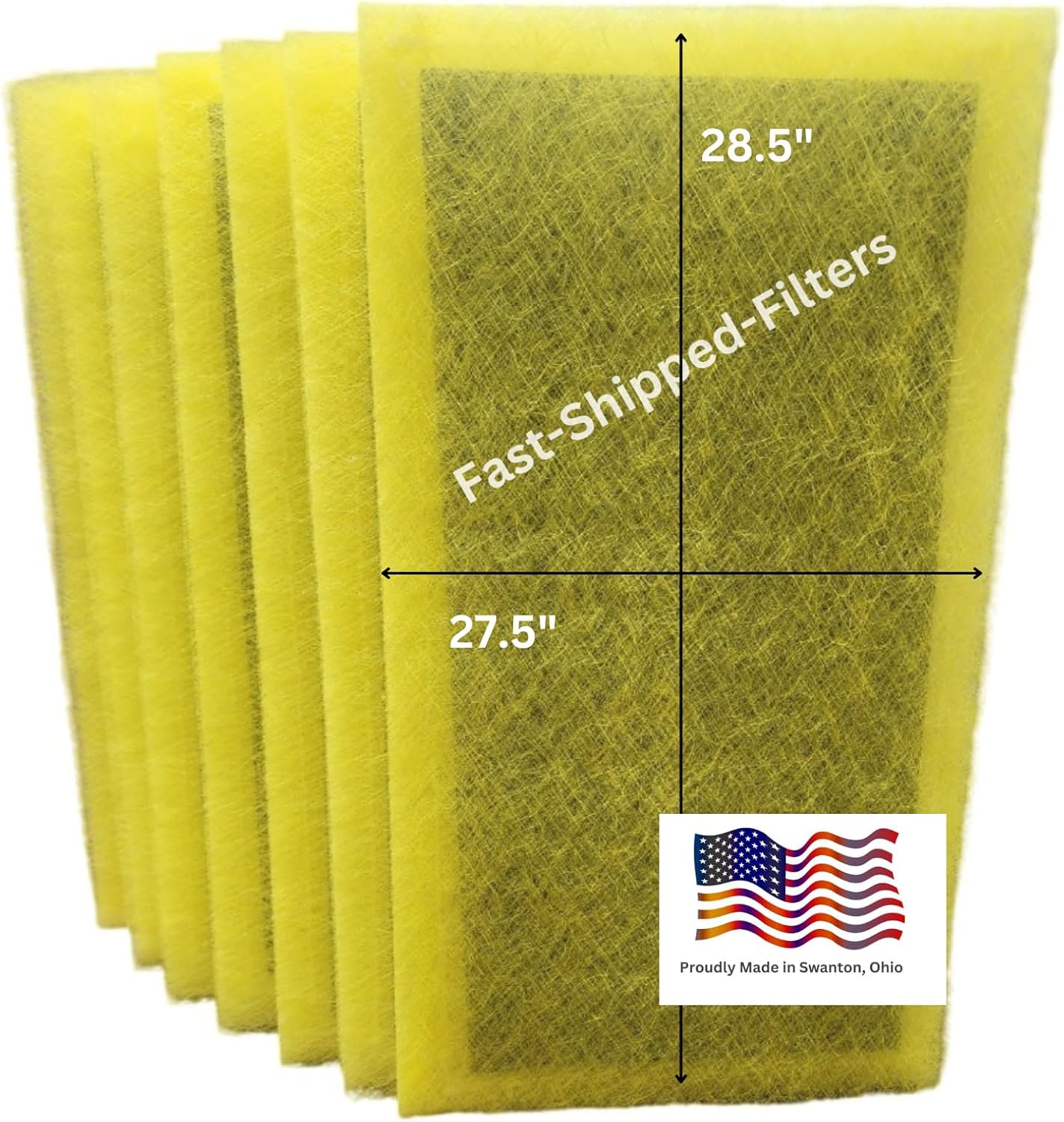 Fast-Shipped-Filters 7 Pack 30x30 Replacement Filter Pads Compatible with MicroPower Guard One Hour Air Cleaner Refill (7, Yellow, 30x30)
