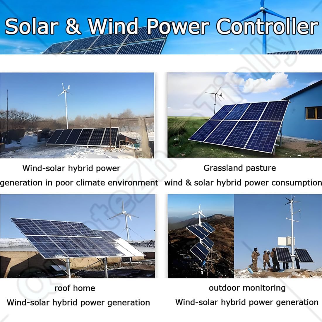 Wind Turbine Solar Hybrid Mppt Charge Boost Controller,Wind & Solar Complementary Regulator,Operating Humidity Range 35-85% Rh,for Homes,Boats,Residences & Streetlights 8000W