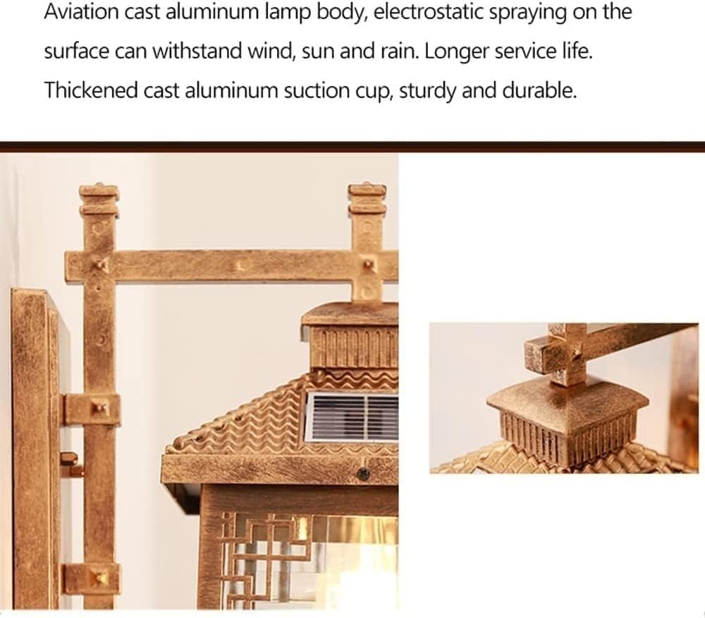 Wall Light Waterproof Solar Wall Mount Lighting Aluminum Outdoor Wall Sconce Sun Powered Wall Lamp Fixtures Compatible with Garden Villa Garage Decor Lamp, Gold,Ceiling Lighting