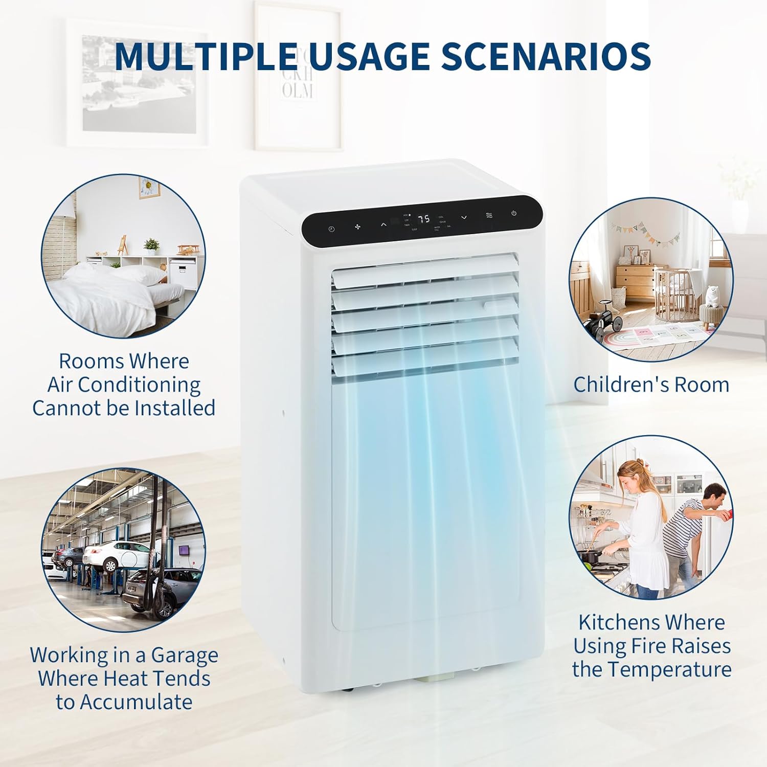 GarveeLife Portable Air Conditioner with Remote Control 10000 BTU Unit for Rooms Up to 450 Sq. Ft. 3 in-1 Quiet AC, Dehumidifier,Fan Includes Window Installation Kit, 24-Hour Timer,Sleep Mode,White