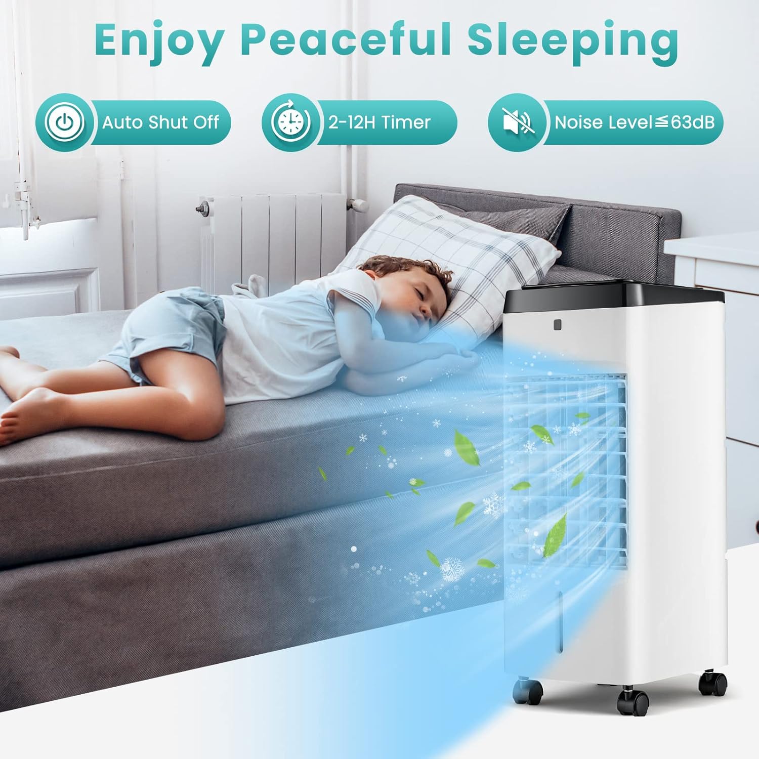 GOFLAME Evaporative Air Cooler Portable, 3-in-1 Humidifying Cooling Fan with Remote, 3.5L Water Tank, 2 Ice Packs, 4 Wind Modes, 3 Speeds & 12H Timer, 70° Oscillation Swamp Cooler for Home Office