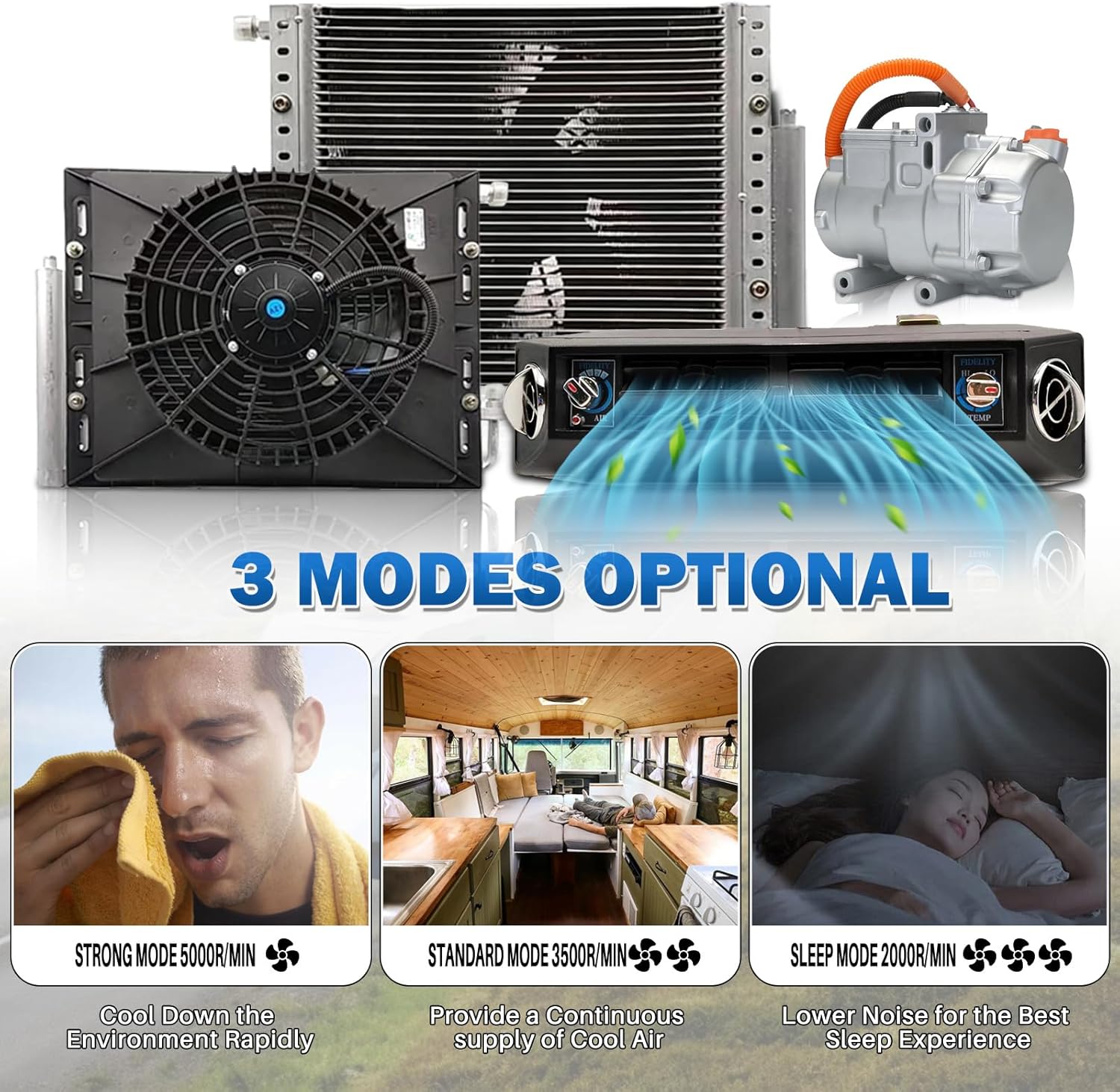 Under Dash Air Conditioner 12 Volt 10000BTU, Universal Air Conditioner 12V A/C for Car, 3-in-1 Compressor&Condenser APU, Low Noise Rapid Cooling for Car, Automotive, Sedan, Pickup