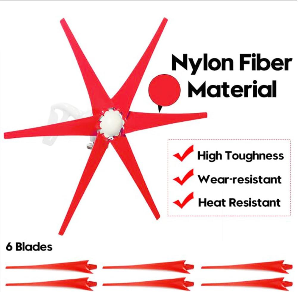 12v,BAOJUHUIKANG 12V/24V/48V 6 Blade Home Wind Turbine Generator Kit with Controller And 3-Phase Alternator, Small Windmill Generator for Home Park Boat,12000W-220V