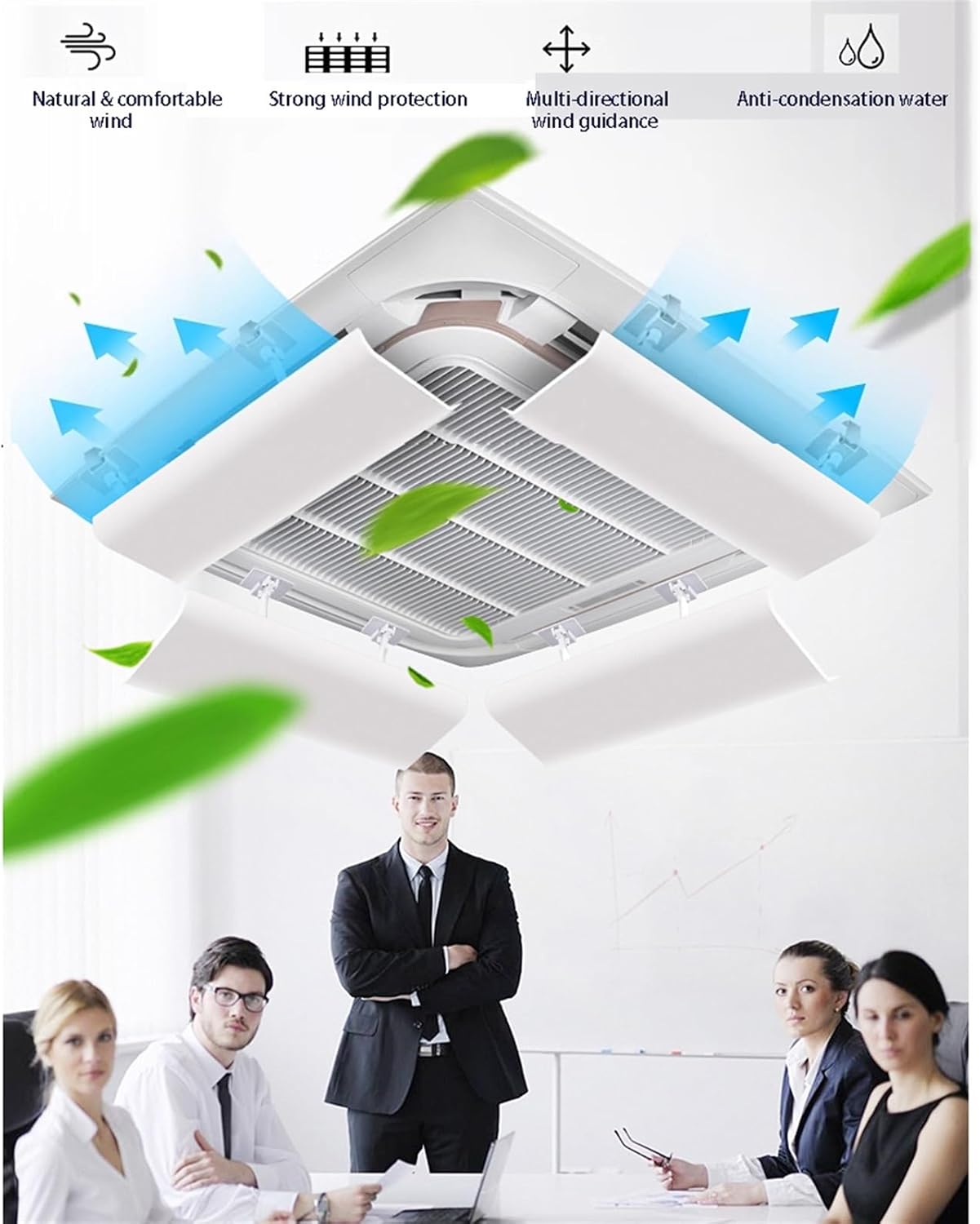 Air conditioning deflector 4 Pcs Air Conditioner Deflector for Ceiling Central Air Conditioning,Prevent The Air From Blowing Straight,Angle Adjustable,Suitable for 17.7-23.6Inch