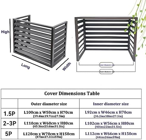 Outdoor Air Conditioner Cover - Aluminum Alloy Rack For Heat Pump - Guardrail Frame For Outside To Hide Outdoor AC Unit And Trash Enclosure, 39.4*19.7*27.5/43.3*23.6*31.5in ( Color : Gray , Size : 110