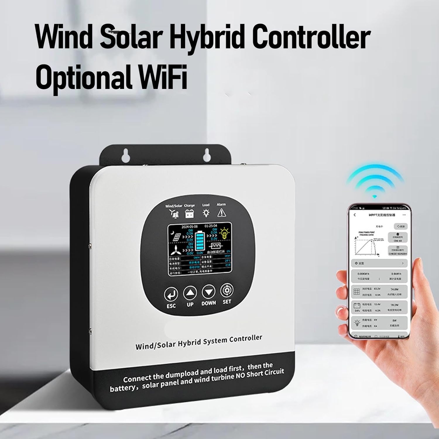 Eujgoov Wind Solar Hybrid Charge Controller Advanced PWM 1200W Wind for Home and Boat Applications