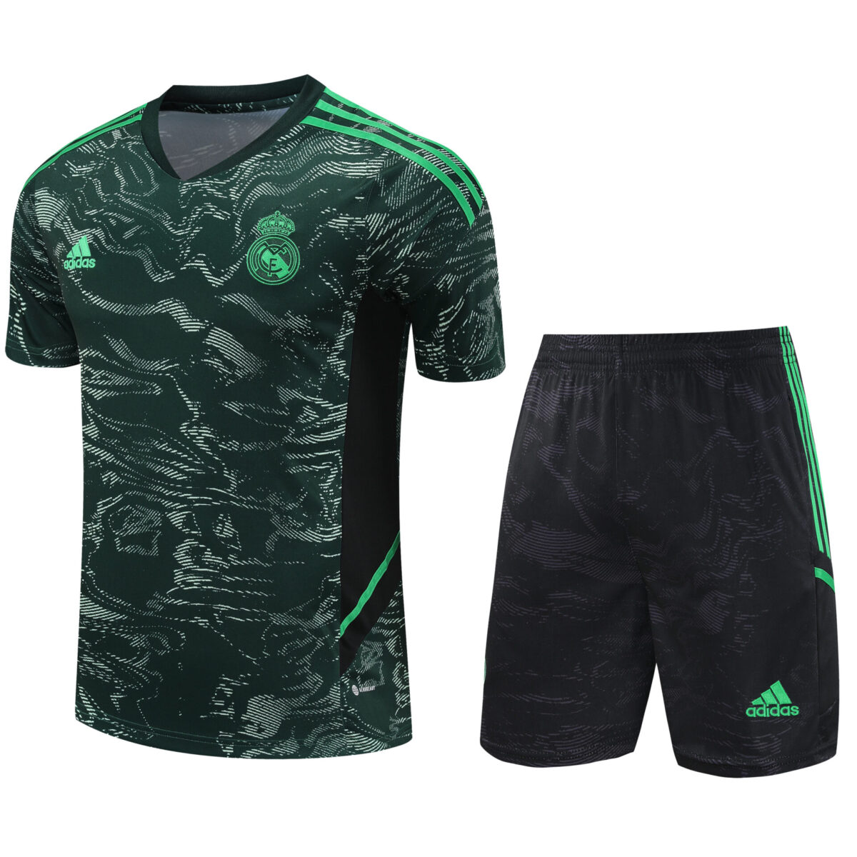 Conjunto de calentamiento Real Madrid verde y negro camuflaje - NewNow