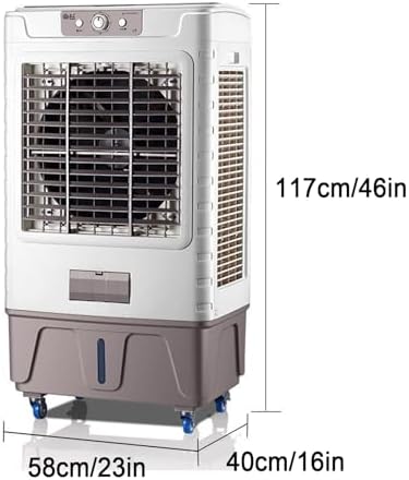 Swamp Cooler, Evaporative Cooler, 4 Ice Box & 12.1 Gal/ 55 L Tank for Long Cooling, 3 Speeds, Portable Cooling AC Fan, 120°Auto Oscillation, for Patio Garage Commercial Use