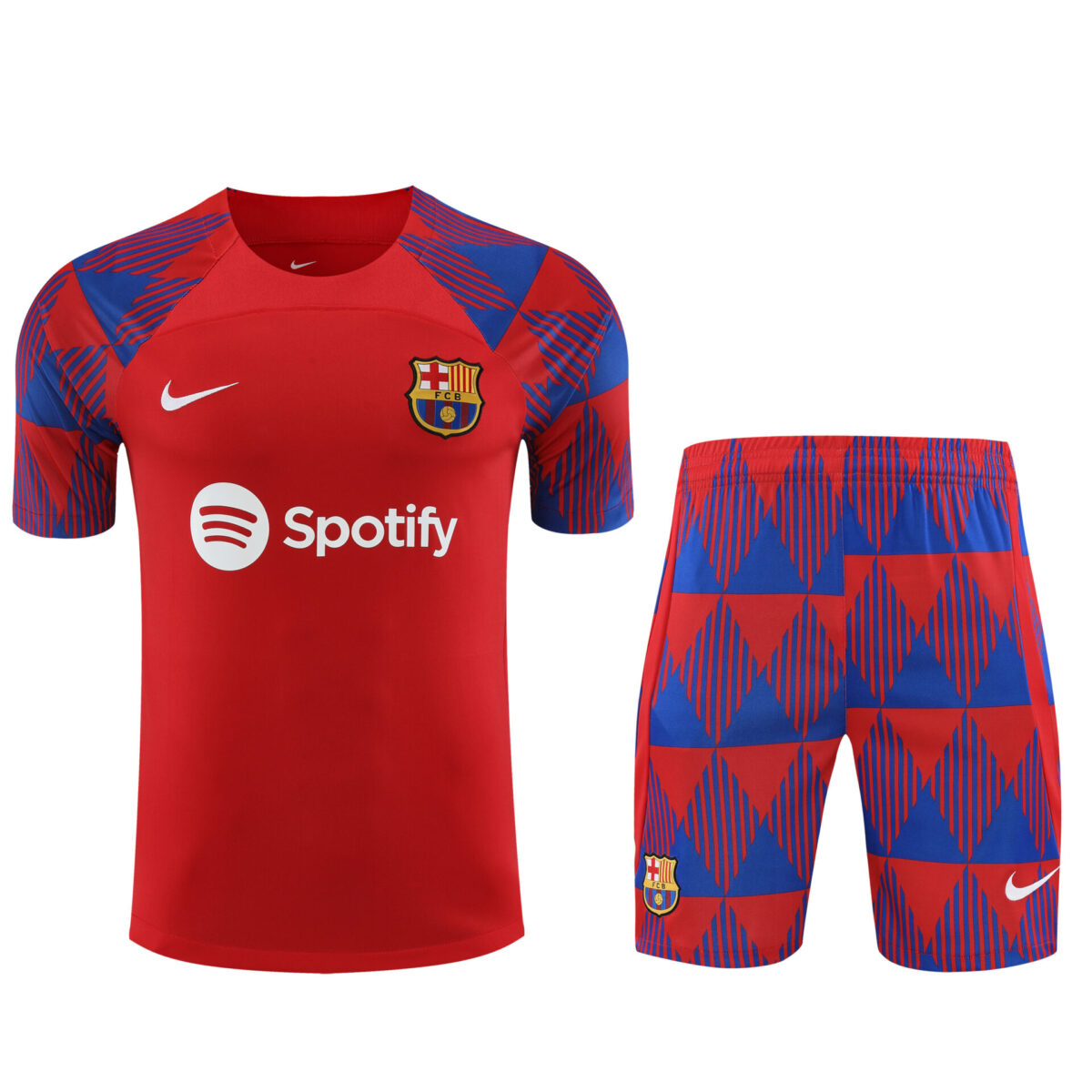 Conjunto de calentamiento FC Barcelona rojo y azul triangulos - NewNow