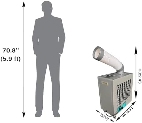 Equator Portable Air conditioner Spot Cooler, 7000 BTU, Outdoor Unit with Casters, IP24 Rated, 110V