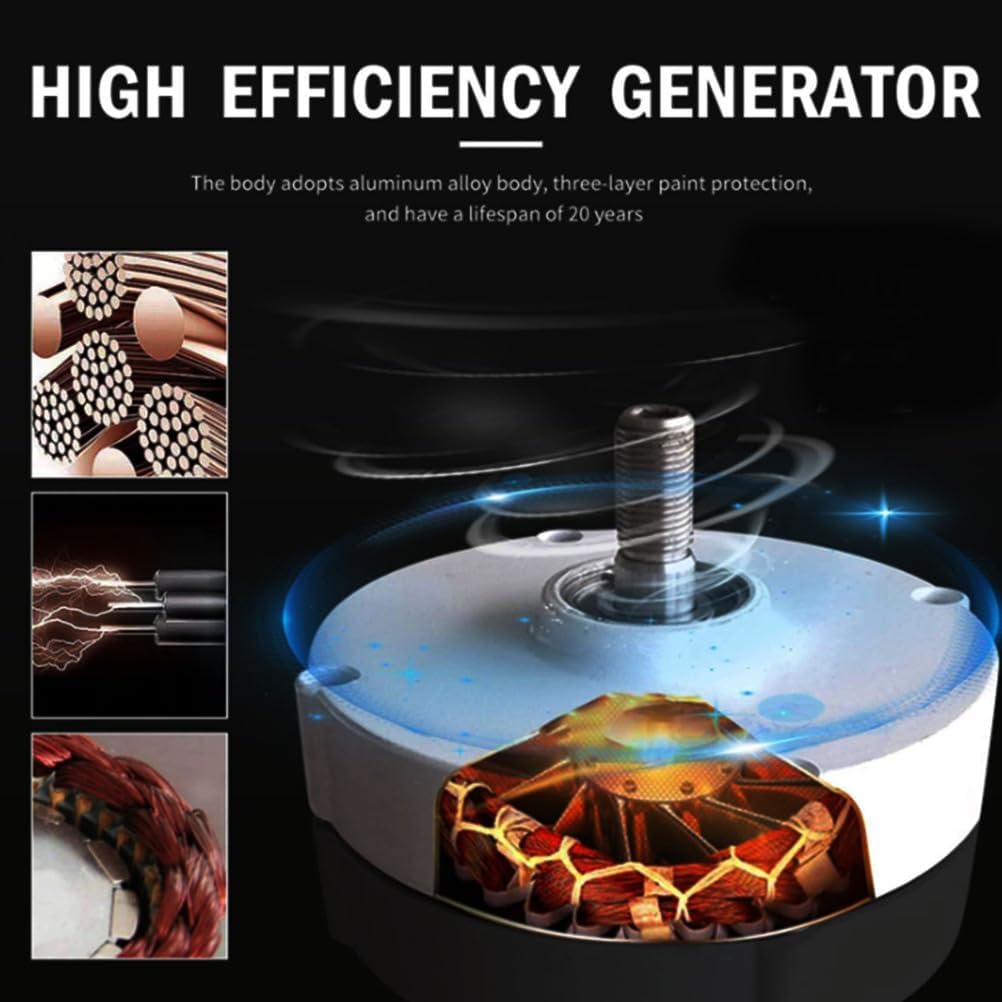 12000W Low Noise Vertical Wind Turbine Generator,12V 24V 48V 220V with Controller 3 Phase Home Use Wind Turbine Generator for Courtyard Garden Lighting (White),White,24V