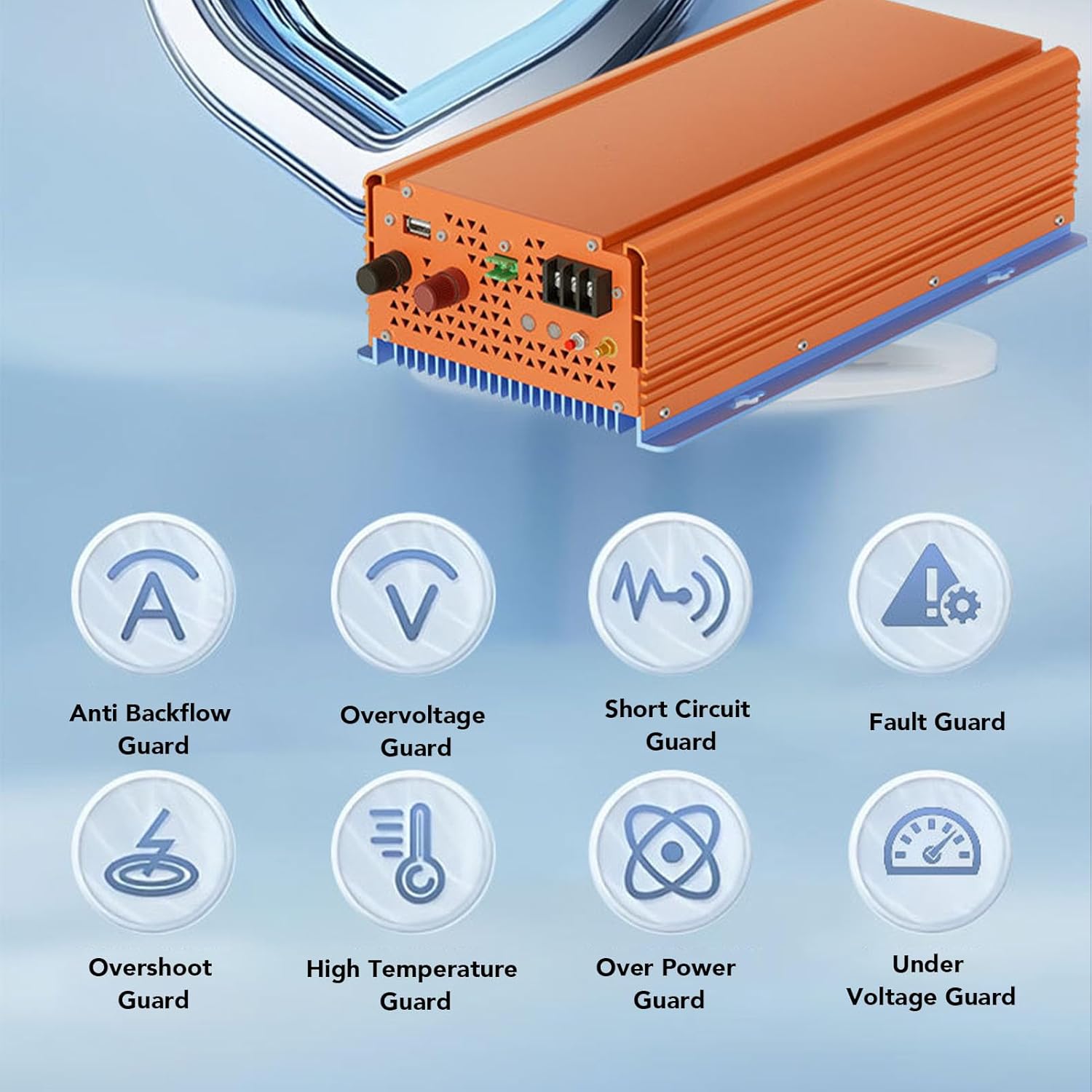 Fafeicy 1000W Grid Tie Solar Power Inverter, with APP Monitoring MPPT Technology, for RV and Household Use 22-50V DC Input 48-62Hz Frequency (120V)