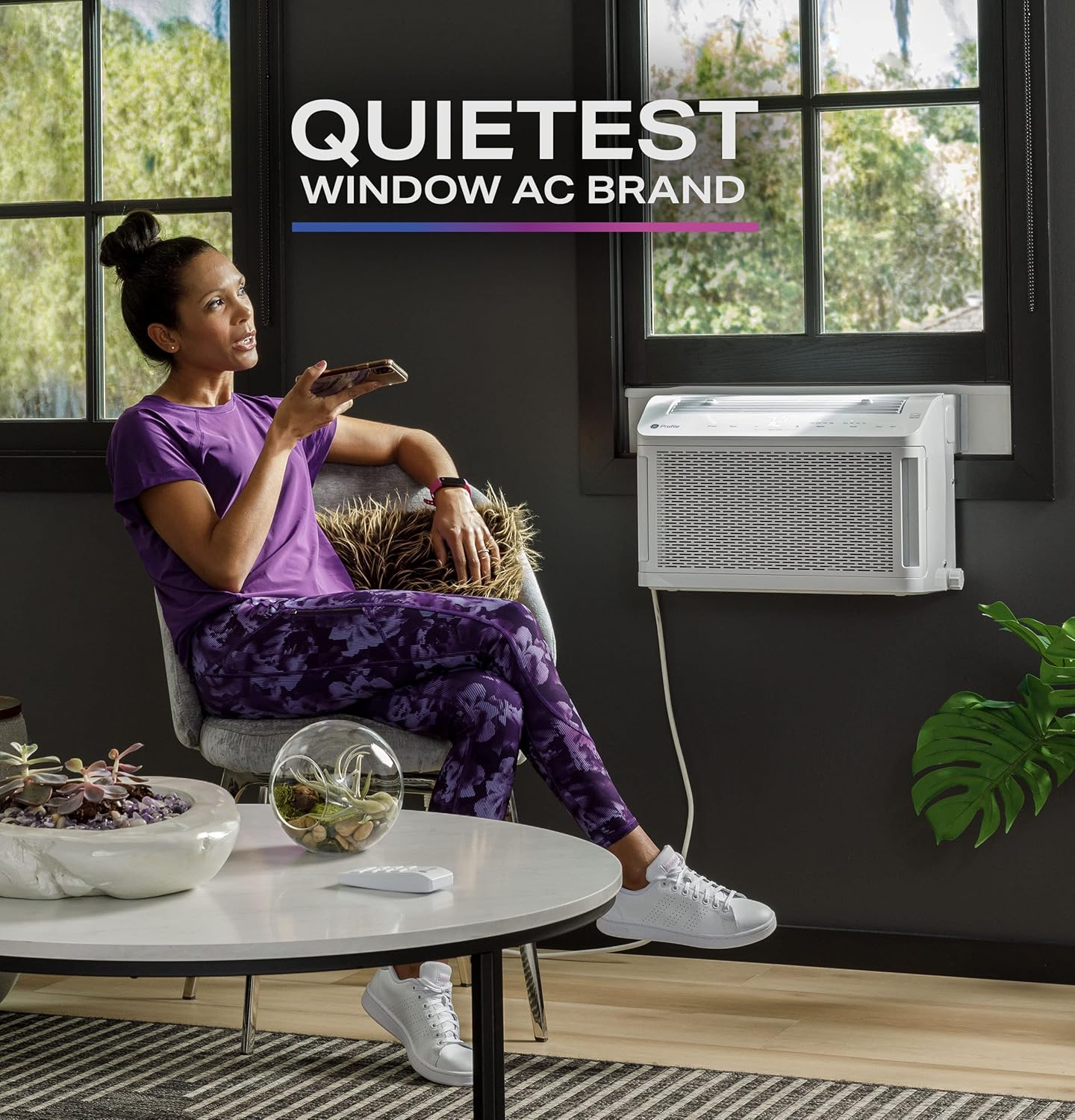 GE Profile ClearView Window Air Conditioner 8,300 BTU, WiFi Enabled, Ultra Quiet for Medium Rooms + GE Profile Air Purifier | Removes Allergens, Odors & Other Impurities Bundle