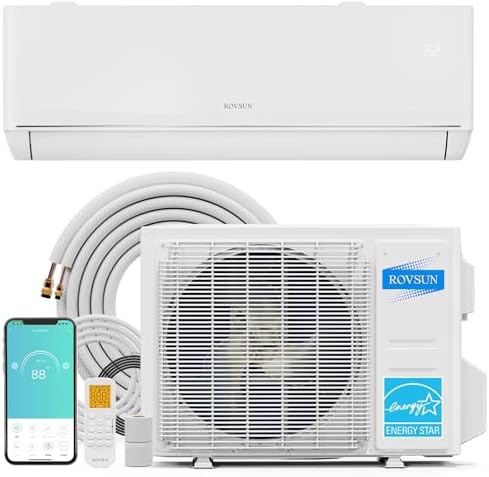 ROVSUN 18,000 BTU Smart WIFI Mini Split AC/Heating System with Inverter & APP Control, 23 SEER2 Ductless Split Air Conditioner with Pre-Charged Condenser, Heat Pump & Installation Kit, 230V