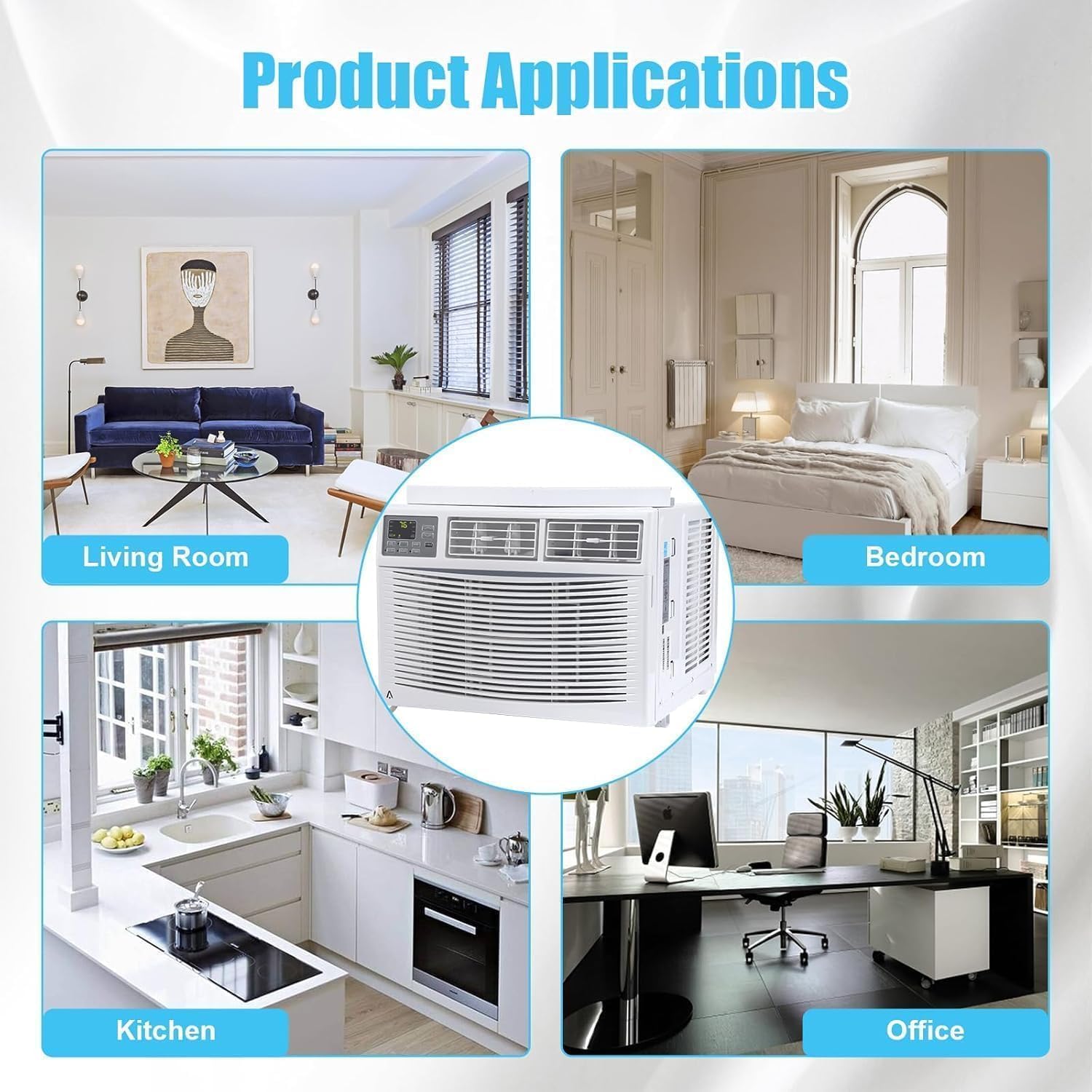 Window Air Conditioner, 12,000 BTU Window AC, Cools Rooms up to 550 Sq.Ft, 3-Speed Fan, WiFi Enabled, Energy Saving, Auto Restart, Sleep Mode, 24-Hour Timer Included