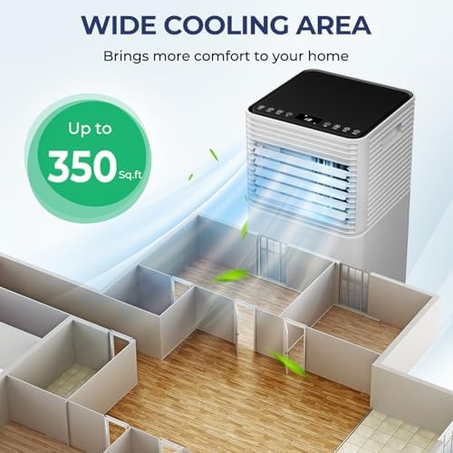 KOTEK Portable Air Conditioners, Air Conditioner for Rooms up to 350 Sq Ft, Ac Unit with Remote Control, 2 Speeds, 4 Modes, 24H Timer & Window Installation Kit for Home/Office/Dorms (Black, 10000 BTU)