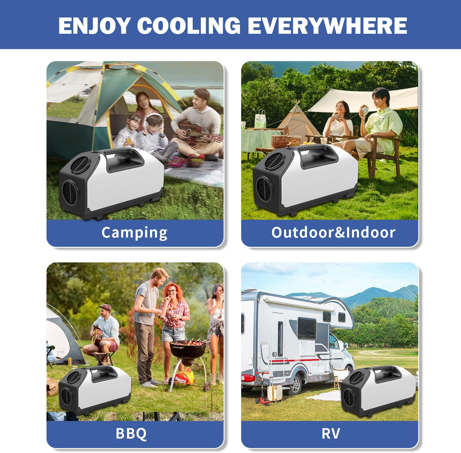 DC 24v Tent Air Conditioner 3000BTU Portable Air conditioner Cooling AC Unit for Outdoor Camping Tent Van RV Camper Motorhome Truck Trailer SUV Car New energy