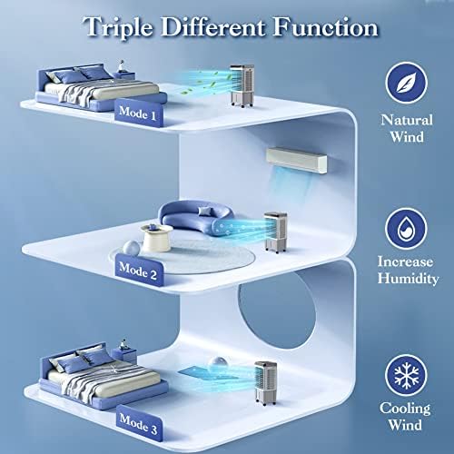 LifePlus Evaporative Air Cooler, 1800CFM Windowless Air Conditioner Portable for Large Room Commercial Garage Outdoor, 3 In 1 Swamp Cooler with Remote Control, 4 Ice Packs, 12H Timer, 5.3 Gallon