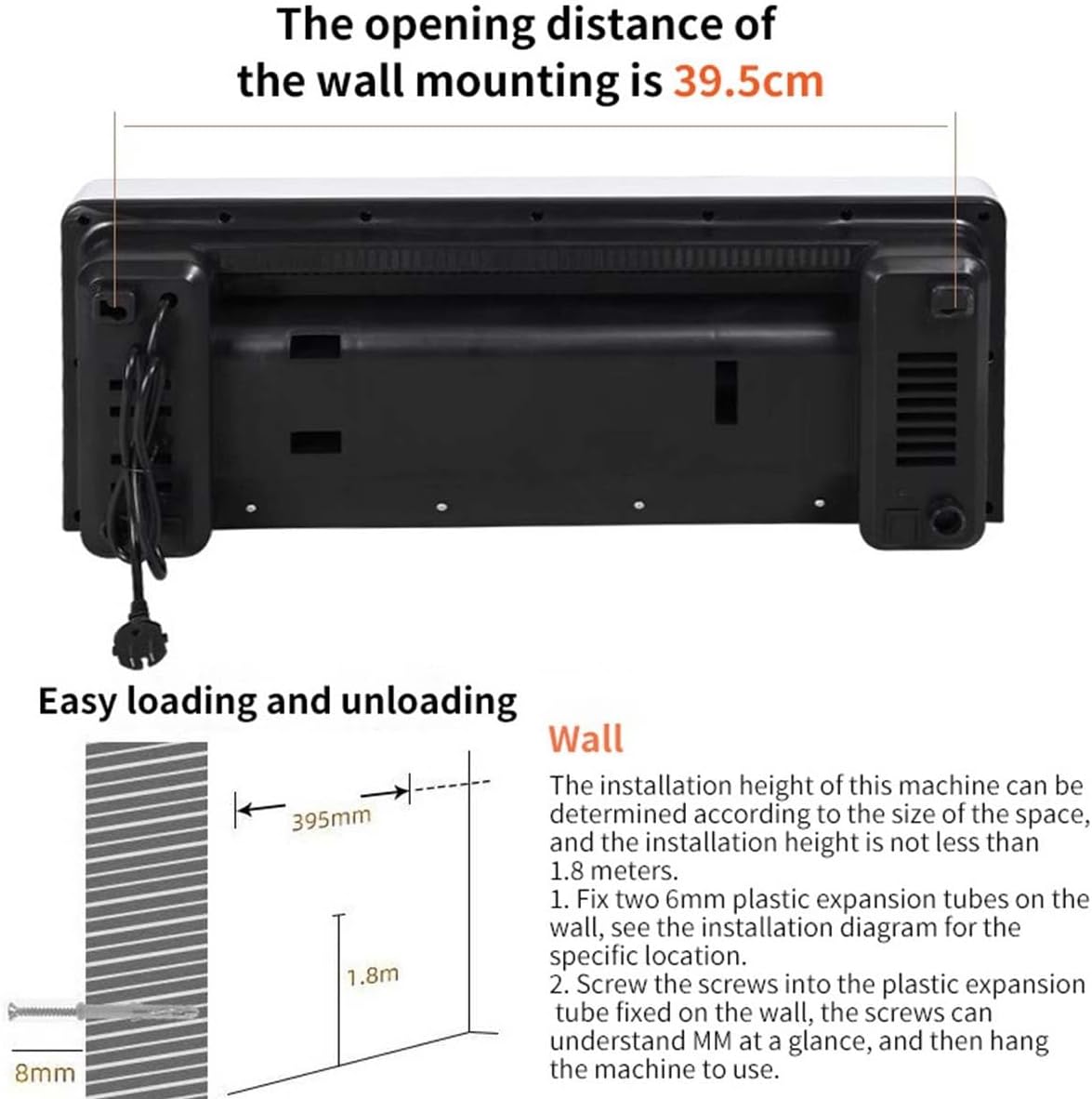2 In 1 Wall Mounted Heating System, Cooling/Heating, Kitchen Wall Air Conditioner Fan, for Bathroom Office, RV Air Conditioner Heater and Fan Combo(White)