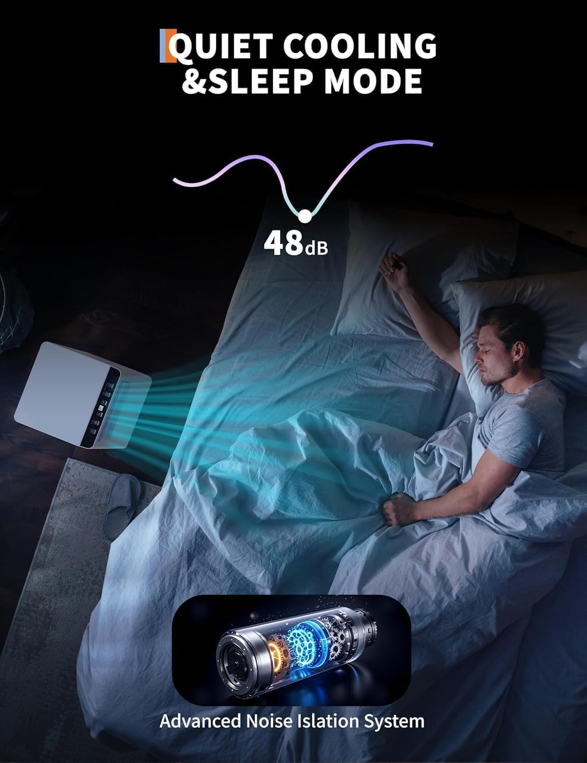 Senfot 8000 BTU Quiet Portable Air Conditioner for 350 Sq.Ft Rooms, 4 Modes (Cool/Fan/Dehumidify/Sleep), Black Control Panel, Remote Control, 24H Timer, Installation Kit Included, White