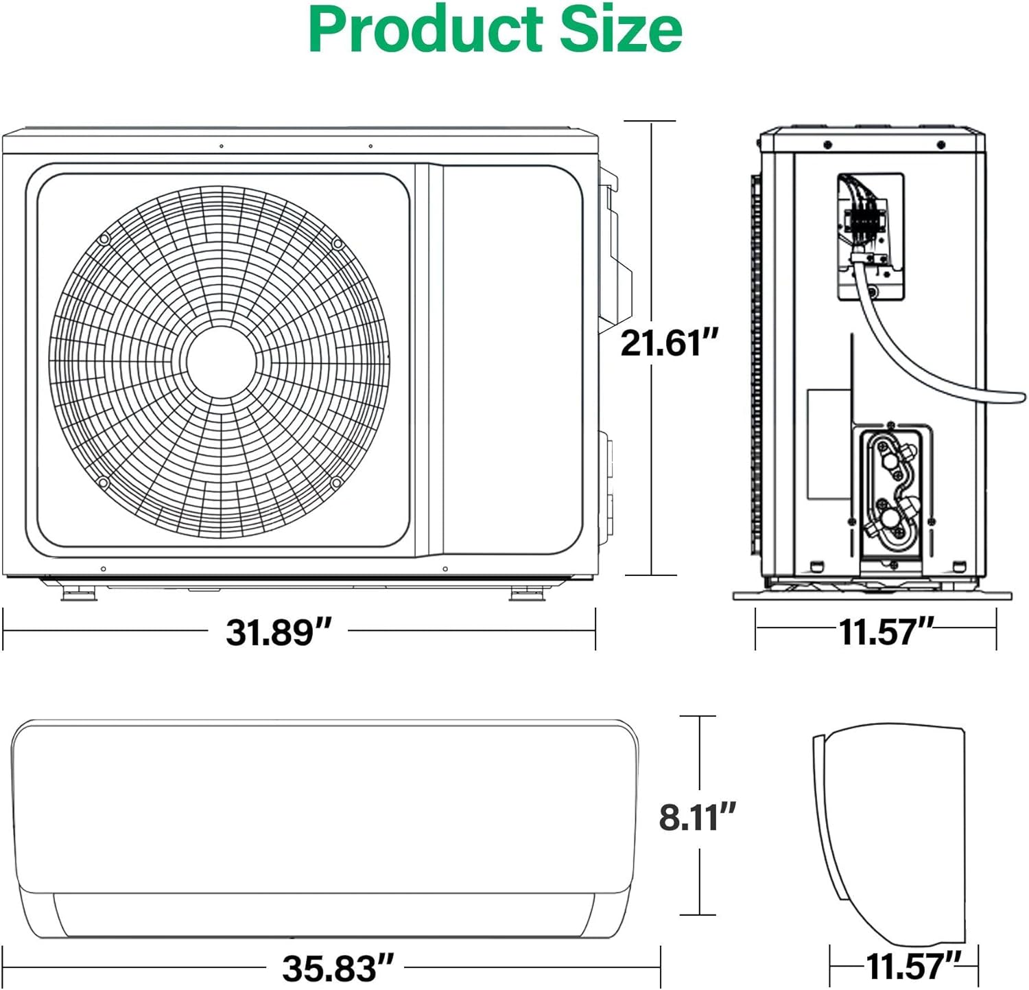 HUMSURE 17000 BTU Mini Split Air Conditioner & Heater, Wifi Enabled 208-230V Energy Saving Wall Mounted Inverter Ductless AC Unit Cools up to 1000 Sq. Ft, Heat Pump & Installation Kit