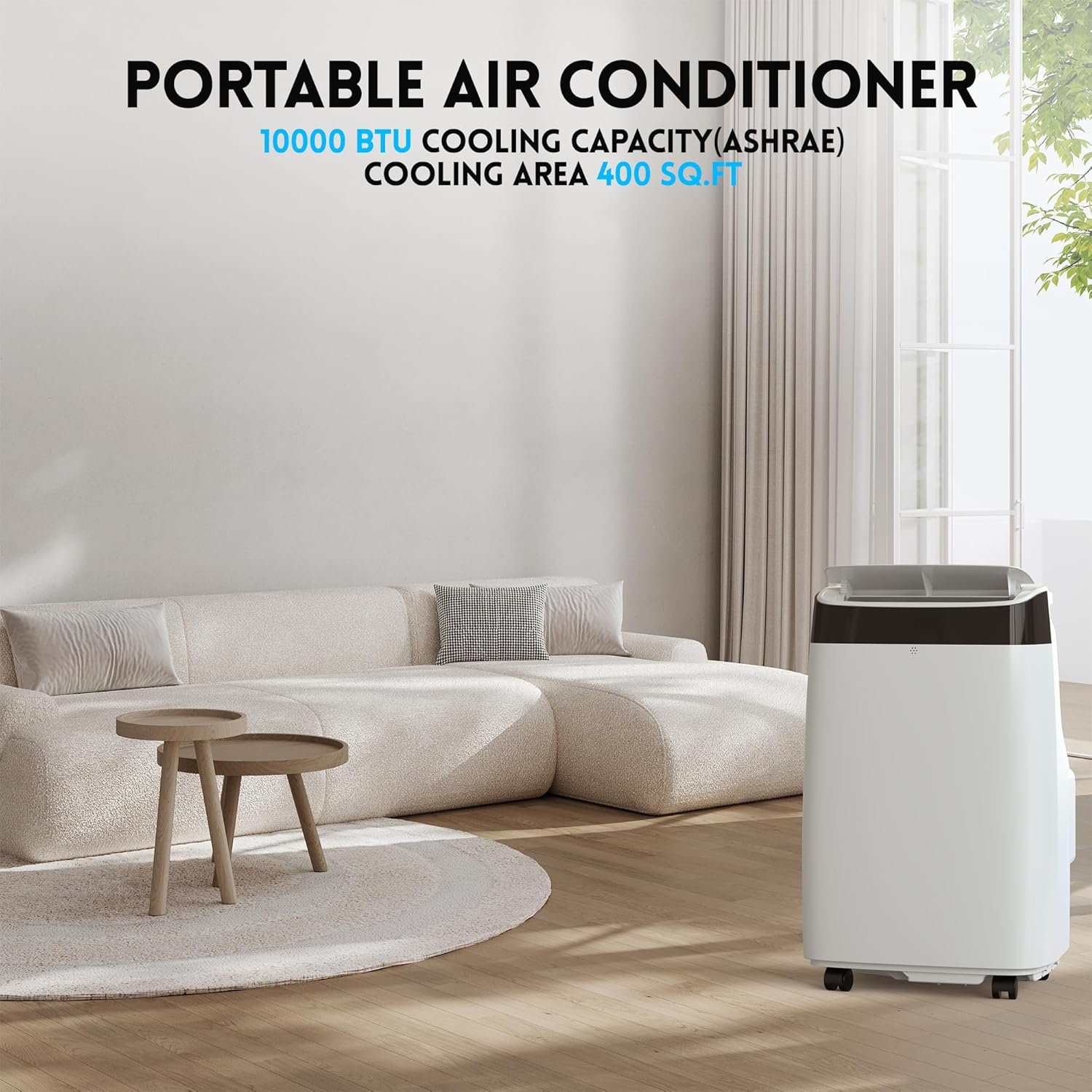 10000 BTU Portable Air Conditioner with Remote Control/24H Timer/Window Venting Kit,3 in 1 Portable AC,Cooling,Dehumidifier,Fan Cooling Up to 450 sq.ft.for Bedroom, Living Room,Office