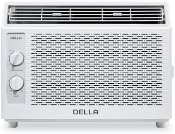 DELLA Window Air Conditioner, Reusable Filter, Easy Install Kit, 5000 BTU Cools Up To 150 Sq. Ft, Energy Saving AC Unit with Easy to Use Mechanical Control, Efficient Cooling For Smaller Areas