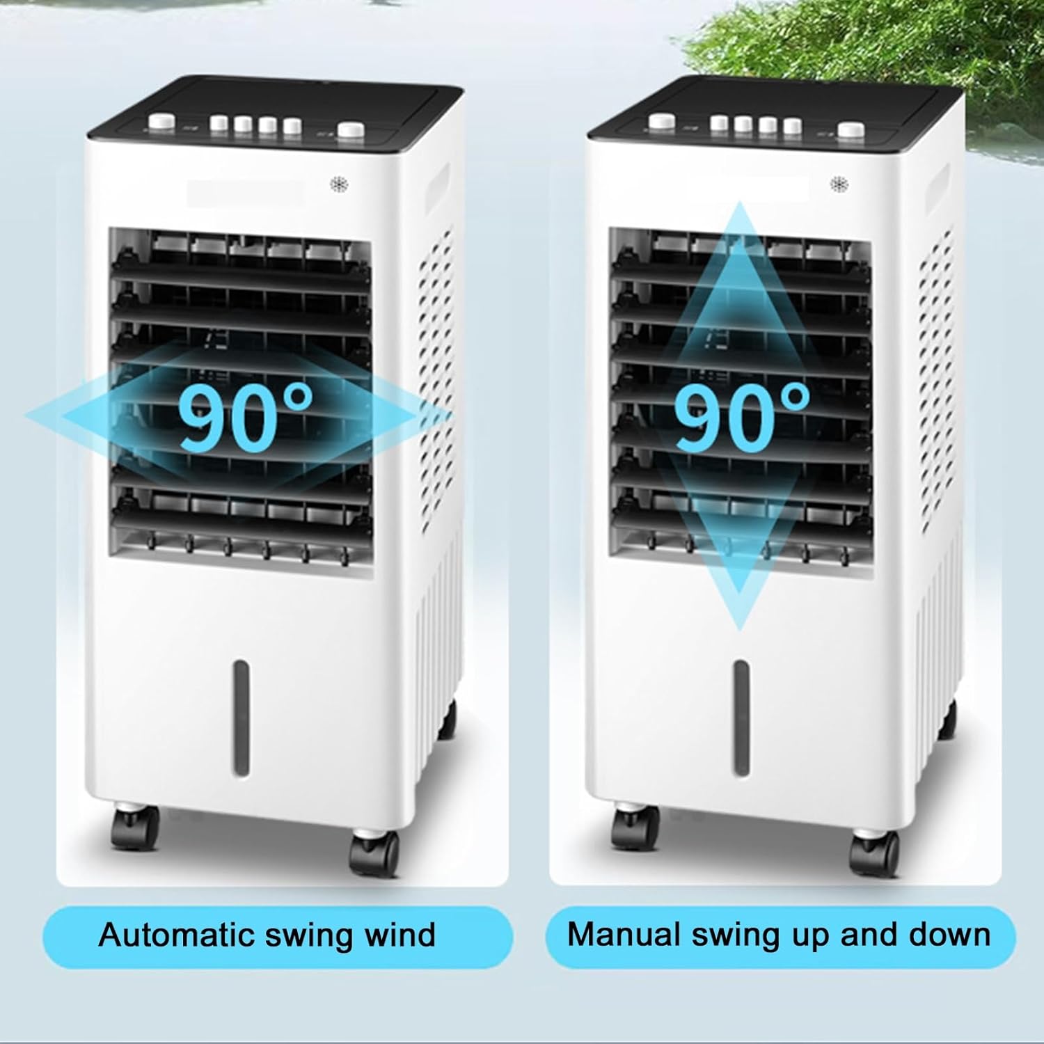 Evaporative Air Cooler, 3-in-1 Indoor Swamp Cooler Air Conditioner with 8 L/2.1 Gal Water Tank, 3 Speed 36 dB, 2 Ice Packs, 90° Oscillation, for Indoor, Bedroom(White)